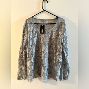 Zeagoo Women's Long Sleeve Sexy Sheer Floral Lace Blouse Top xl